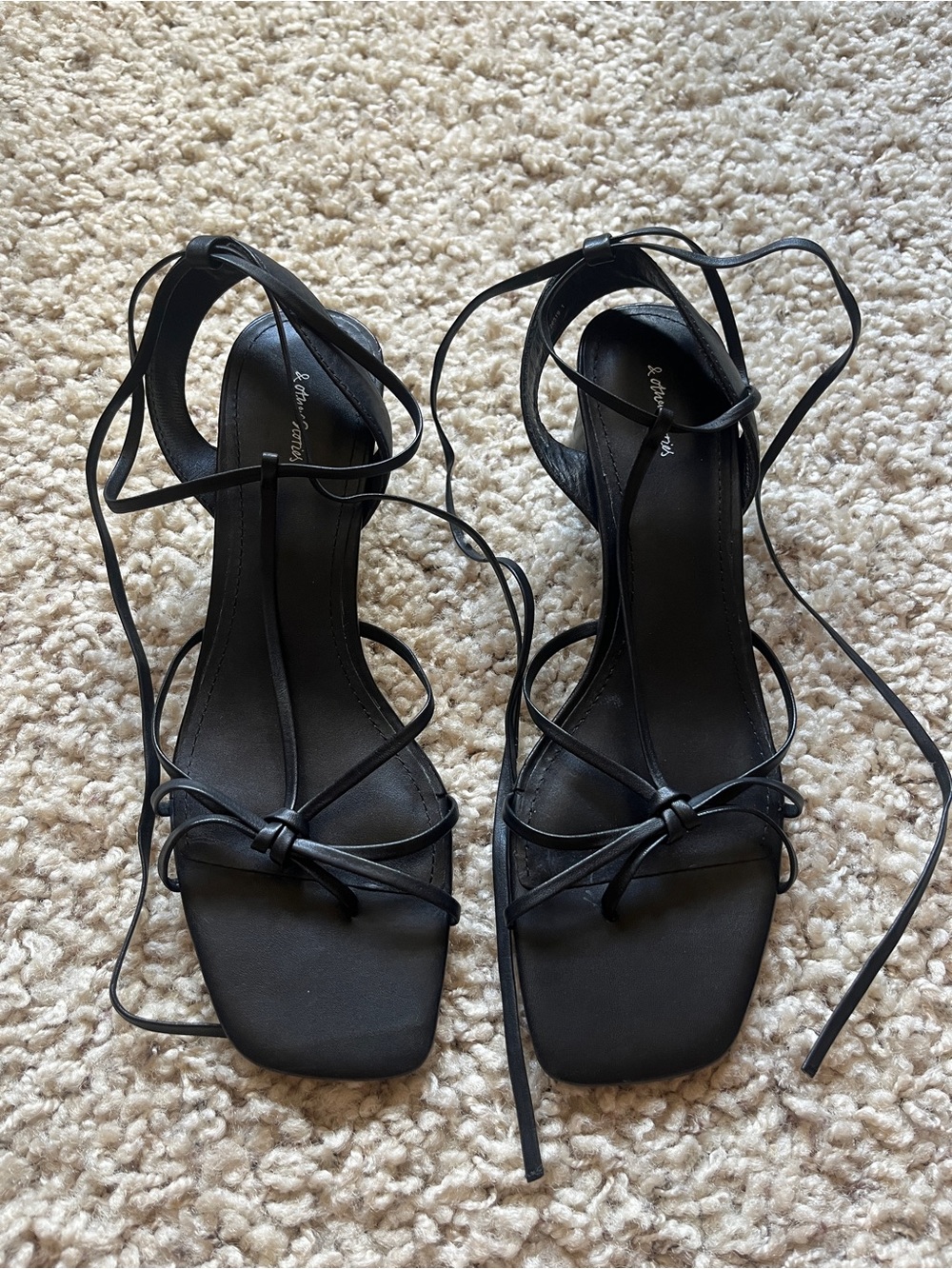 & Other Stories Black Lace-Up Square Toe Sandals
